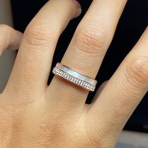 Size 7 Rose gold with cz white ceramics luxury irregular party anniversary ring